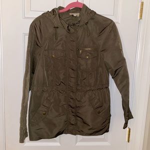 Utility army green rain jacket